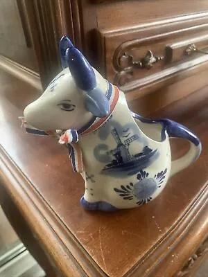 Buy Delft Hand Painted Sitting Rare Cow Cream Jug With Bell • 10.50£
