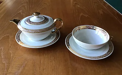 Buy Limoges France Teacup/Saucer, Teapot/Saucer Gold &white Gilt - Excellent Cond. • 17.50£