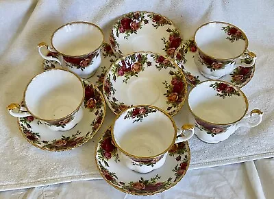 Buy VINTAGE ROYAL ALBERT OLD COUNTRY ROSE 5 TEA CUPS & SAUCERS  1962-74 2nd Quality • 5.99£