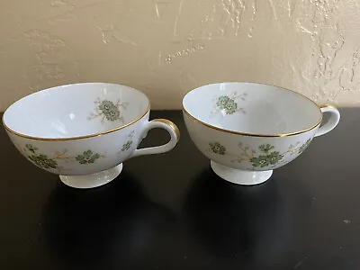 Buy 2 ~ Thomas Germany China Pattern #7077 White W/green Flowers Cups  • 11.38£