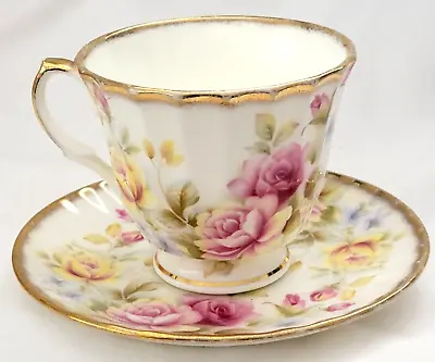 Buy Heirloom Fine Bone China Floral Roses Gold Tea Cup And Saucer Made In England • 24£