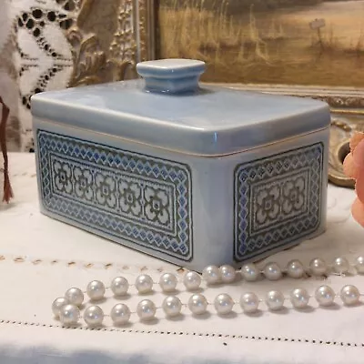 Buy Vintage Hornsea Pottery Rare Blue Tapestry Butter Dish • 25£