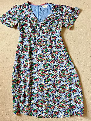 Buy Laura Ashley Short Sleeved Blue Floral Tea Dress - Size 10 Petite • 10£