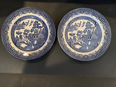 Buy Vintage Churchill Blue Willow 10 1/4  Dinner Plates Staffordshire England • 22.24£