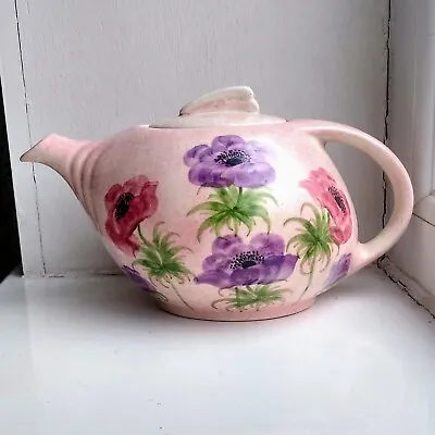 Buy Vintage Radford Art Deco Handpainted Pink Anemone Floral Teapot • 19.95£