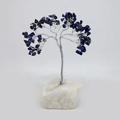 Buy Gemstone Tree Crystal Ornament Lapis Lazuli Small Glazed Glass Blue Beads Décor • 17.95£