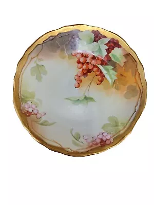 Buy Vintage Limoges Hand Painted Plate-porcelain-grape & Gold Trim Motif-8.75 Round • 19.30£