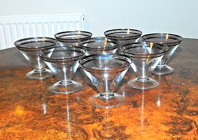 Buy Eight 1930s Art Deco Silver Band Drinking Glasses 8cm X 10cm • 32.99£