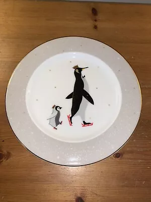 Buy Portmeirion Sara Miller Plate Penguins Ice Skating Christmas Spare 8 In’s • 9.99£