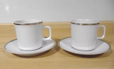 Buy 2 Eschenbach- Bavarian Thin Platinum Band Coffee Cup & Saucer-similar To Thomas • 7.99£