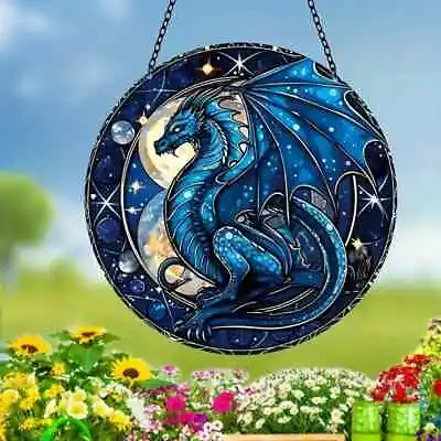 Buy Dragon Design Suncatcher Stained Glass Effect Home Decor Christmas Gift • 6.49£