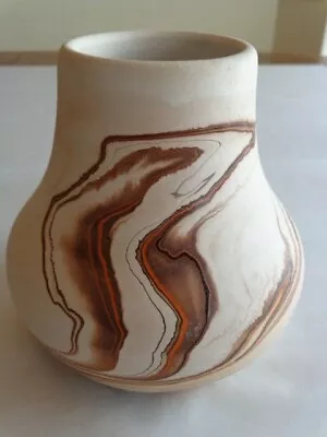 Buy Nemadji 4 ½” Pottery Vase Orange Brown Swirl • 12.01£