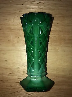 Buy Vintage Czechoslovakia Bohemian Malachite Glass Bud Vase Green • 29£