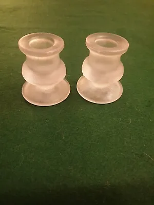 Buy Vintage Frosted Glass Candle Holders - Set Of 2 Glass Candlesticks  • 8£