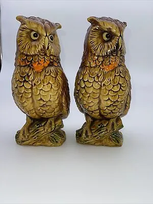 Buy 2 Vintage Inarco Mood Owl Statue Figurine Glaze MCM • 38.52£
