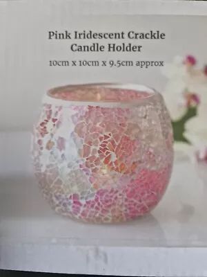 Buy Candle Holder Bowl Pretty Glass  Tea Light Votive Holder Large Pink Iridescent • 2.50£