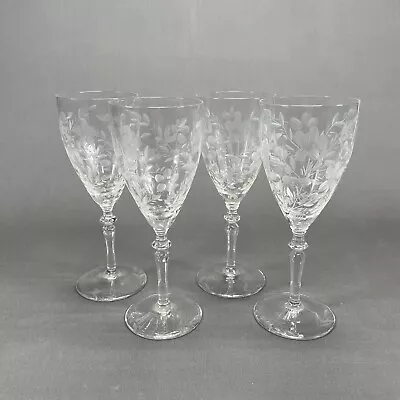 Buy Lot Of 4 Vintage Rock Sharpe # 2011-1 Blown Glass Water Wine Goblets Glasses • 48.25£