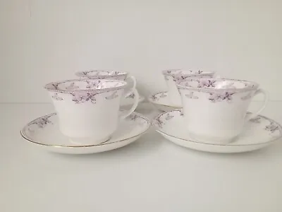 Buy Tuscan China Lilac Flowers 4 Tea Cups & Saucers Vintage • 10£