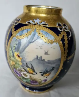 Buy Hand Painted Bird Design, French Porcelain Vase (a), 19th Century , Sevres Style • 240£