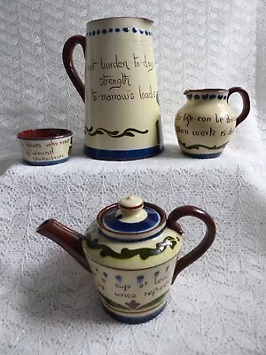 Buy Torquay Watcombe Pottery Motto Ware Jug / Teapot / Sugar Bowl / Cream Milk Jug • 14£