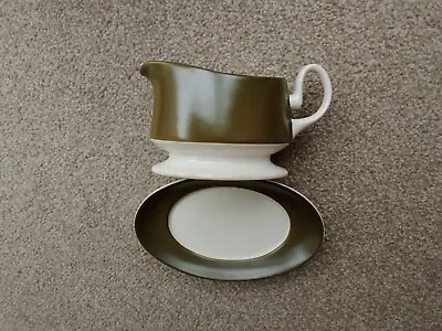 Buy Vintage Carltonware Oslo Small Gravy Boat And Saucer In Olive Green • 7.99£