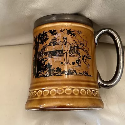 Buy Lord Nelson Pottery Ceramic Mug Depicting Bowls 4.5ins Tall  • 1.99£
