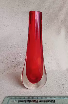 Buy Whitefriars Glass Ruby Red Teardrop Vase 1960s H20cm Geoffrey Baxter Vgc • 14.99£