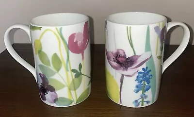 Buy Portmeirion Water Garden 2 X Mugs. Pretty Floral Ceramic 11cm • 19.99£