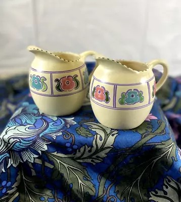 Buy Beautiful Hand Painted Honiton Pottery Devon Vintage 1930's Jugs X2 • 11.99£