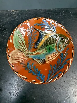 Buy Puigdemont Spanish Art Pottery Shallow Bowl With Fish • 12£