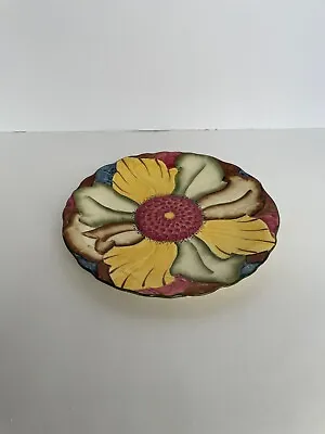 Buy H. J. Wood Burslem England Hand Painted Textured Flower Plate 1940's • 36.85£