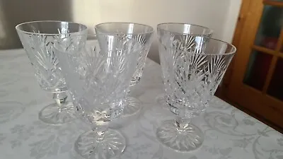 Buy 5 X Etched Rare Royal Doulton Crystal Cut Glass Wine Glasses Juno Pattern. VGC  • 29.99£