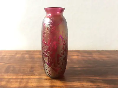Buy Pretty Royal Brierley  Studio  Range Signed Red Iridescent Small Glass Vase Vgc • 65£
