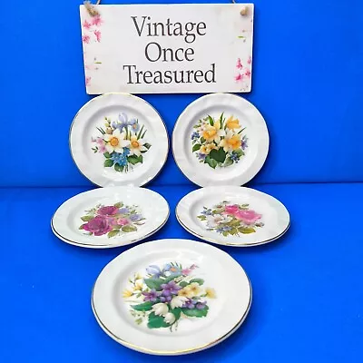Buy Broadhurst ARGYLE BONE CHINA * 5 X Floral Coasters / Trinket / Pin Dishes * EXC • 17.50£