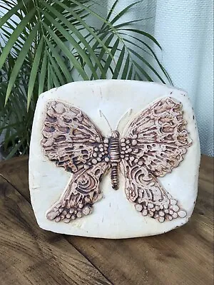 Buy Vintage Bernard Rooke Embossed Butterfly Design Mid-Century Pottery Wall Plaque • 30£