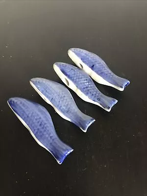 Buy X4 Chinese Blue Koi Fish Chopstick Spoon Rests 8cm • 13.90£