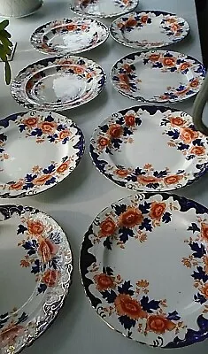 Buy Collection Of 9 Antique Edwardian Meir China  Baker Bros Bone China Tea Plates • 15£
