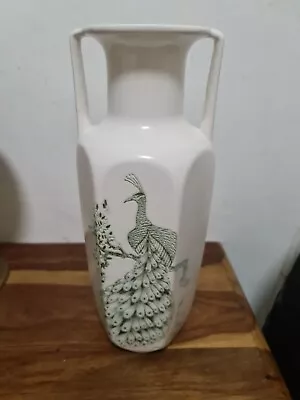 Buy Vintage Kingston Pottery Peacock Vase Double Handled Sides Decorative Decor • 20£