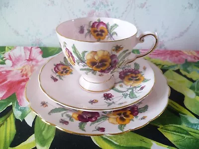 Buy Vintage Tuscan English China Trio Tea Cup Saucer Plate Pansy Pink • 9£
