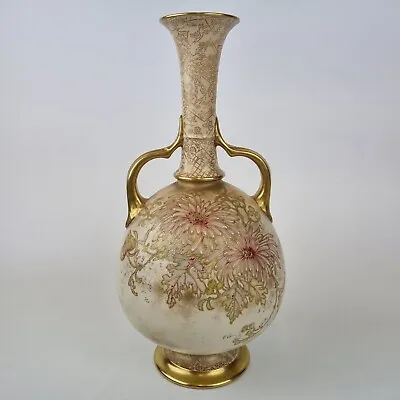 Buy Fine Antique Doulton Burslem Twin Handled Vase Gilt Floral Decorations 27.5cm  • 249£