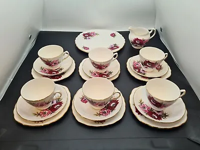 Buy 6 Crown Royal Bone China Purple Pink  Flower Trio Cups, Saucers, Plates ++ • 20£