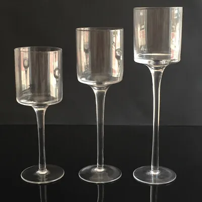 Buy 3 Pcs Tall Glass Large Candle Holder Centrepiece Tea-Light Wedding Party Decor • 12.95£