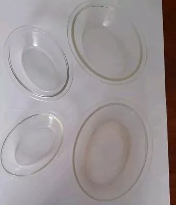 Buy Set Of 4 Used Vintage Oval Clear Pyrex  Pie Dishes With Rims In Different Sizes • 7£