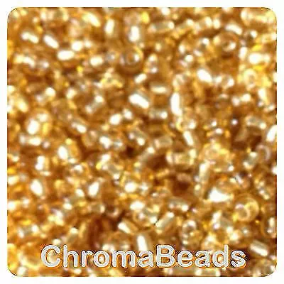 Buy 100g GOLD SILVER-LINED Glass Seed Beads - Choose Size 6/0, 8/0, 11/0 (4, 3, 2mm) • 4.35£