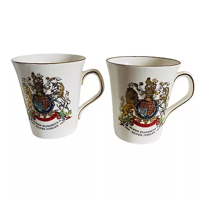 Buy Vintage Royal Stafford Mug X2 Bone China Queen Elizabeth II Silver Jubilee Tea • 14.99£