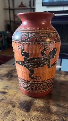 Buy Costa Rican Pottery Handmade Art Painted Etched Clay Vase Iguana 11  • 28.81£