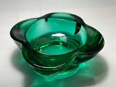 Buy Vintage Czech Rudolf Jurnikl Green Ashtray No. 1175, Glass Union Rosice, 1962. • 12.99£