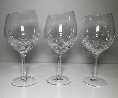 Buy Pier 1 Clear Crackle Balloon Wine Glass Goblet Angled Slanted Rim 8 3/4” - Set 3 • 86.30£