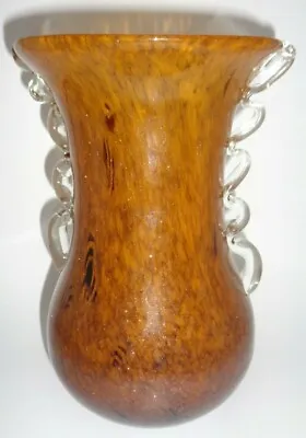 Buy Aventurine Studio Art Glass Vase, Murano/Monart Style, Dark Amber 8 1/2  L • 33.74£