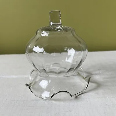 Buy Vtg Clear Blown Glass Paneled Scalloped Votive Peg Candle Holder Wide • 7.71£